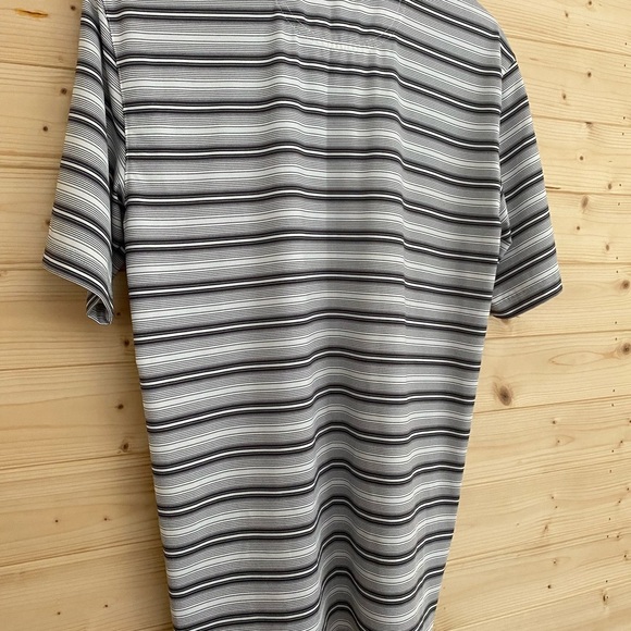 ACADEMY LTD Men's Small Classic Collar Black, Gray and White Striped Polo Shirt - Picture 4 of 7
